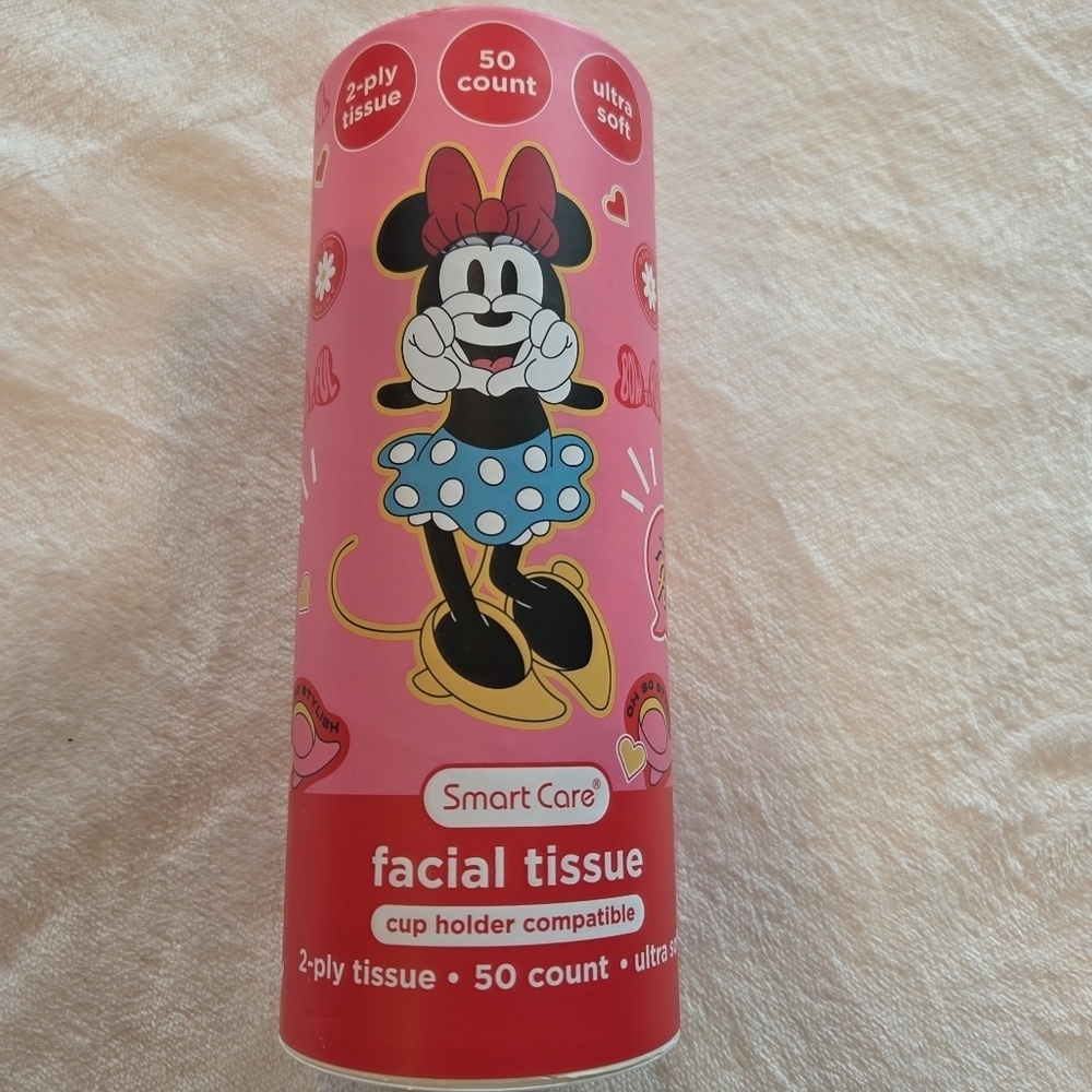 Disney Minnie Mouse Tissue 2ply Ultra Soft 50 ct Cup Holder Canister